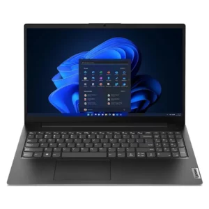 Lenovo V15 G4 laptop in black with 15.6-inch FHD display, AMD Ryzen 5 7520U, 8GB RAM, and 512GB SSD