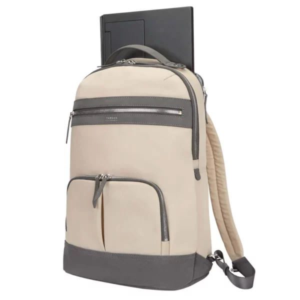 Laptop being placed into Targus Newport Backpack
