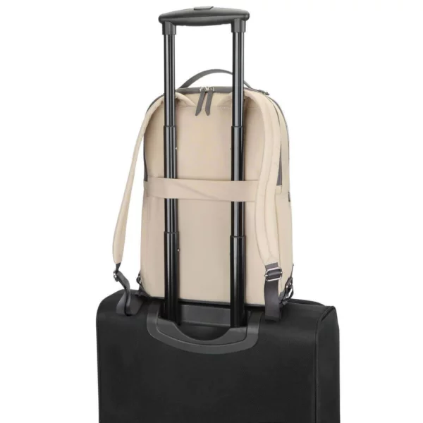 Targus Newport Backpack attached to rolling luggage handle