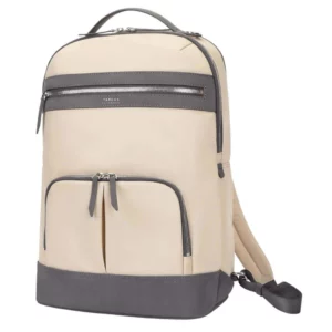 Angle view of Targus Newport 15" Laptop Backpack in Tan