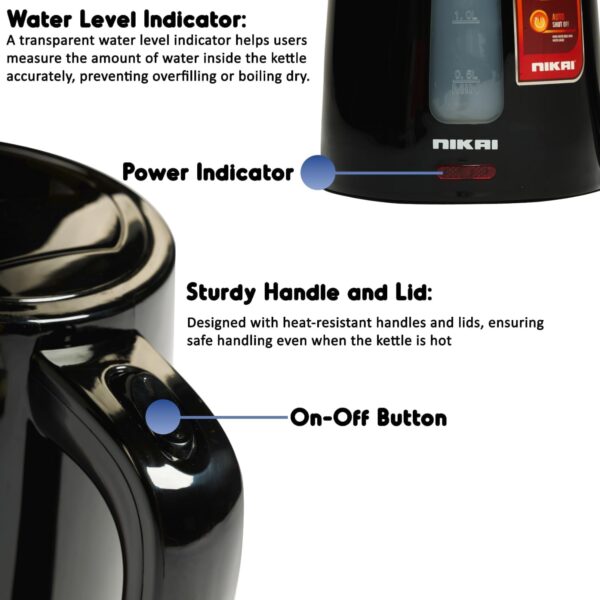 Nikai Electric Kettle NK220AX – 1.7L Stainless Steel Kettle with Auto Shut-Off and Boil Dry Protection-4